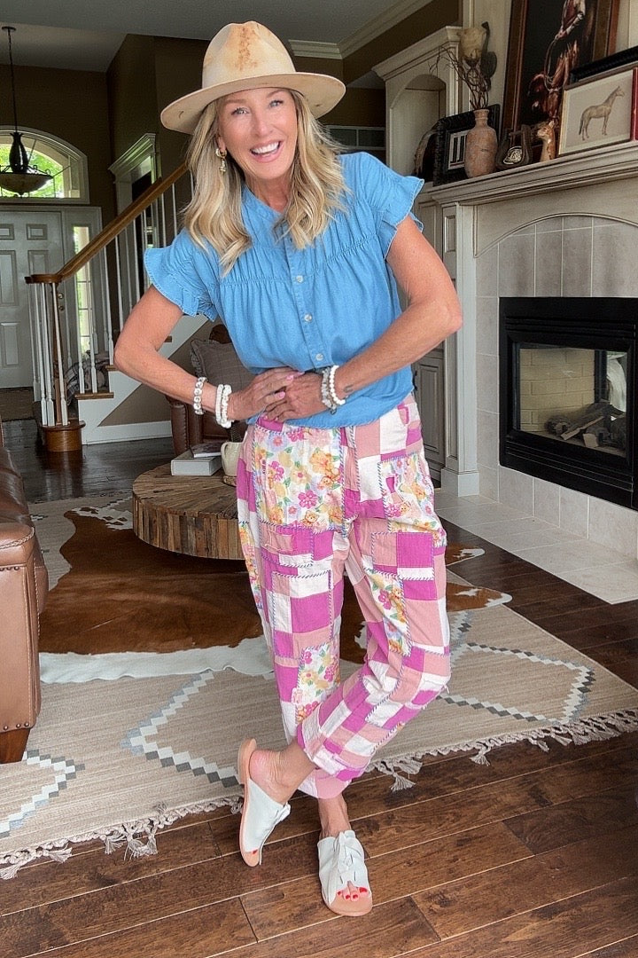 Blossom Bear Checked Pants