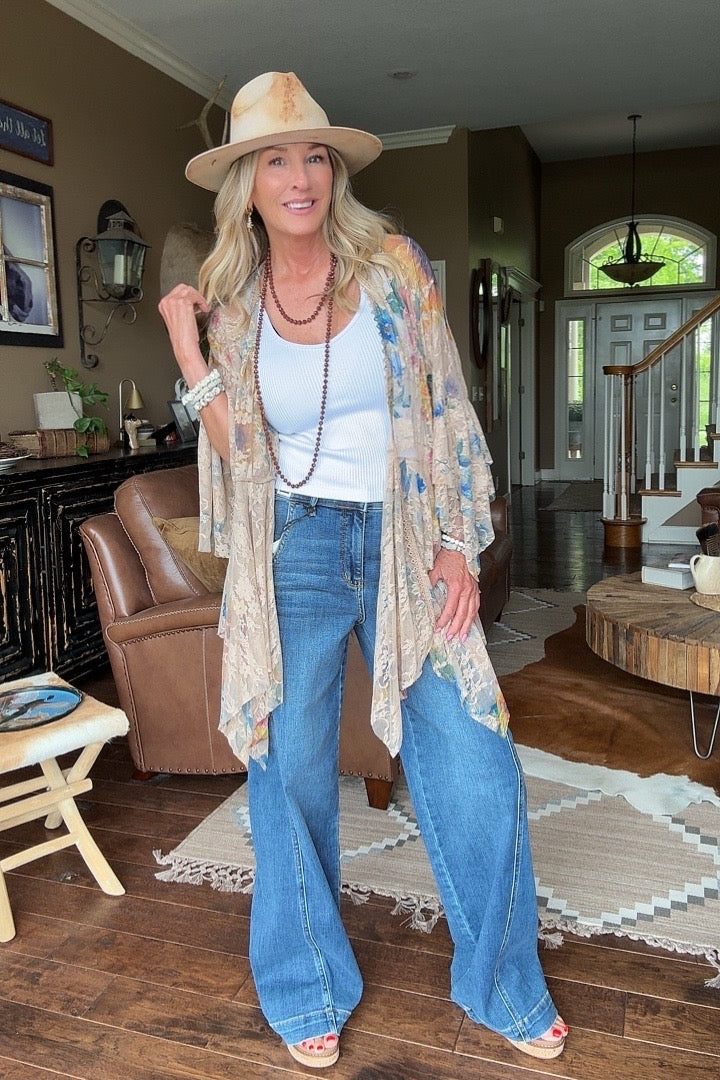 Outlaw Sunflower Taupe Cardigan