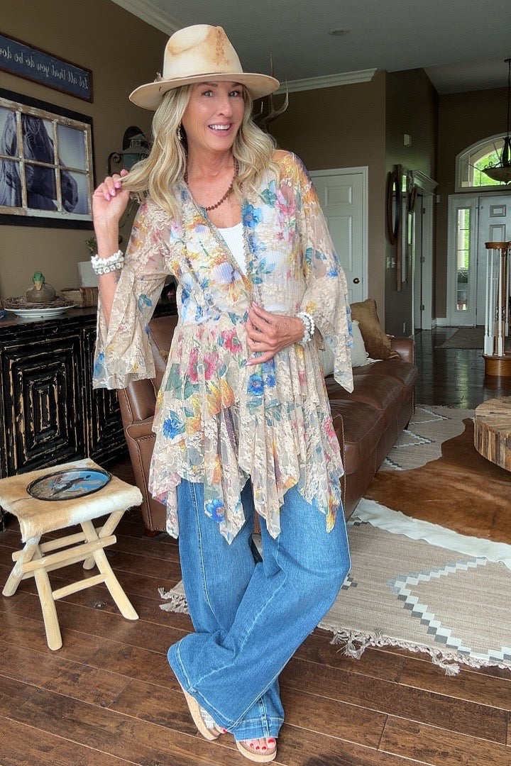 Outlaw Sunflower Taupe Cardigan