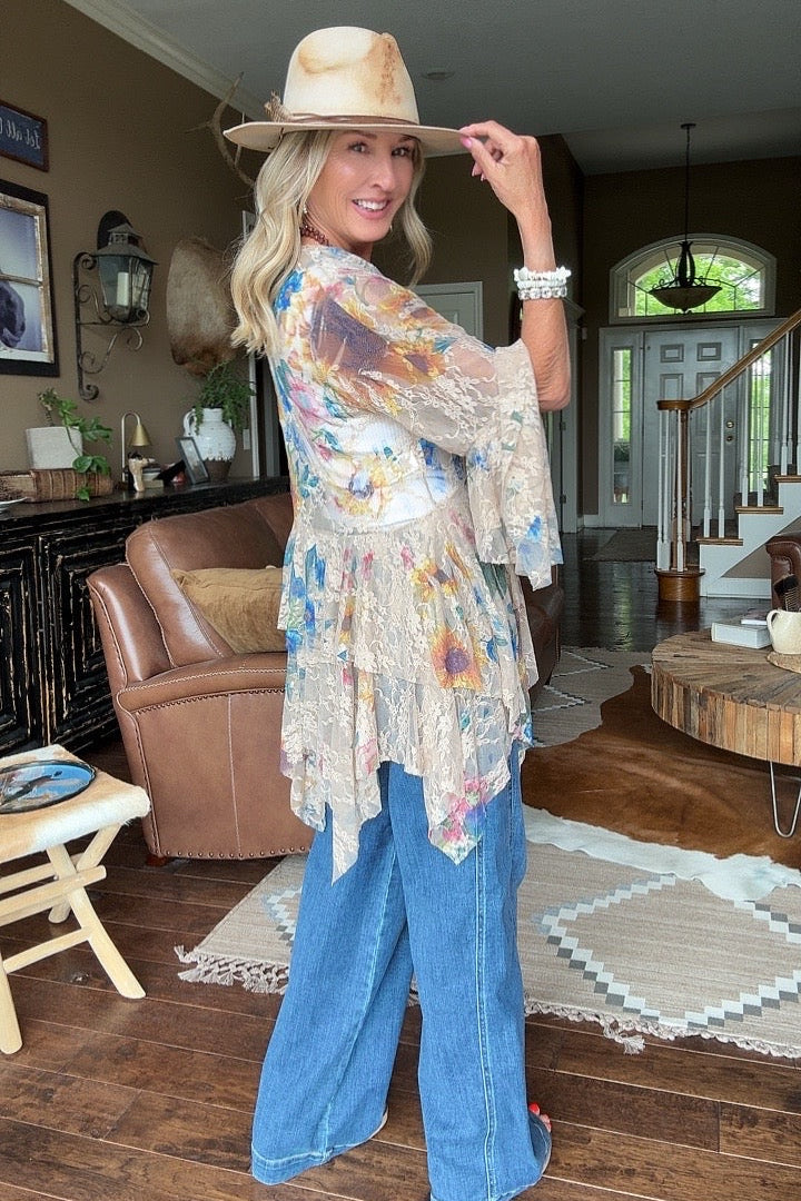 Outlaw Sunflower Taupe Cardigan