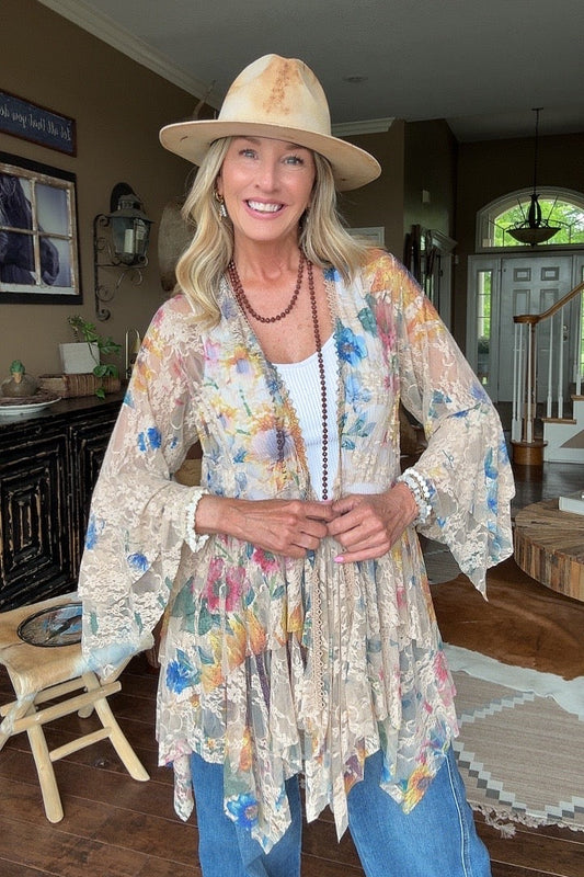 Outlaw Sunflower Taupe Cardigan