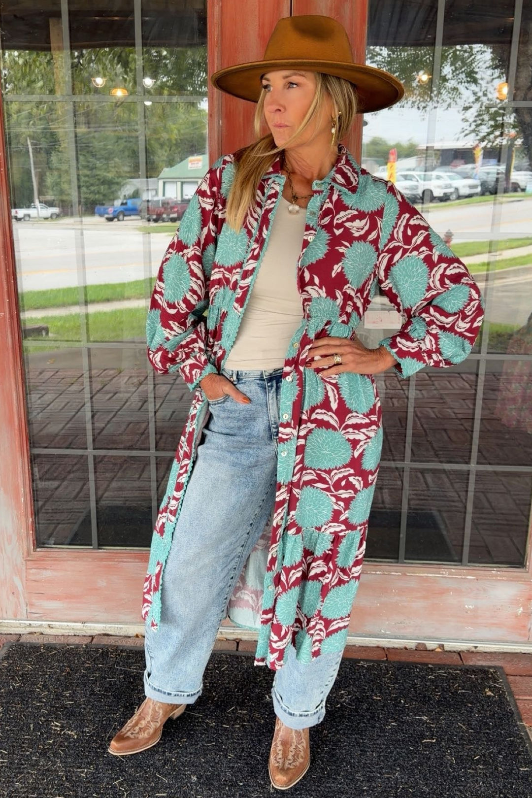 Bordeaux &amp; Sea Breeze Duster Dress
