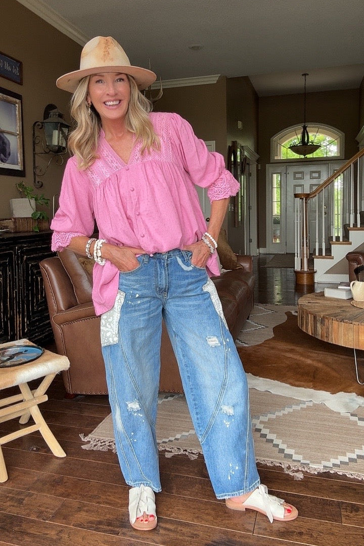 Pink Romance Button Up