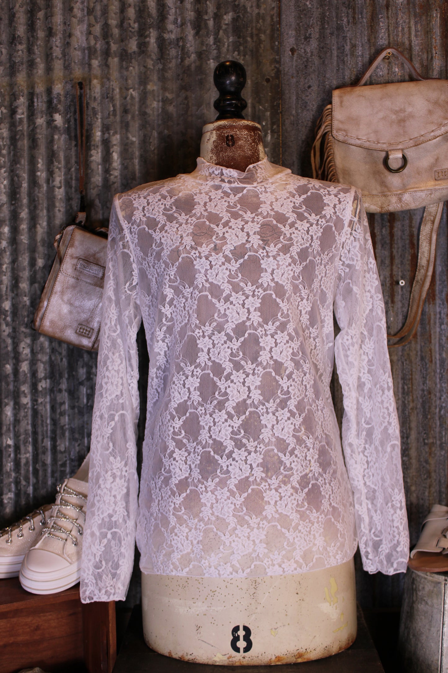 Desert Whisper White Mesh Blouse