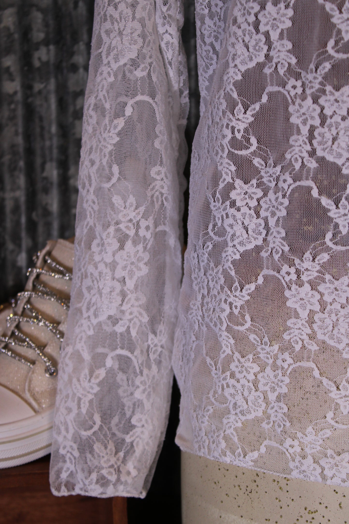 Desert Whisper White Mesh Blouse
