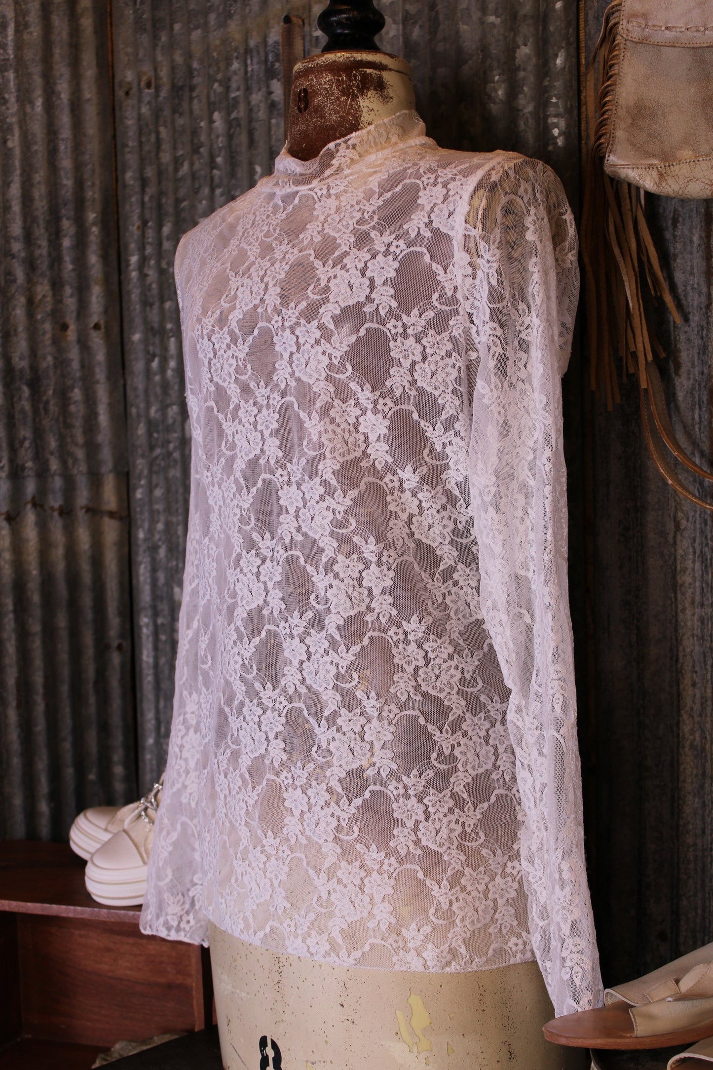 Desert Whisper White Mesh Blouse