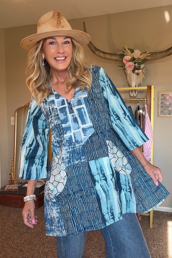 Ocean Whisper Cotton Tunic