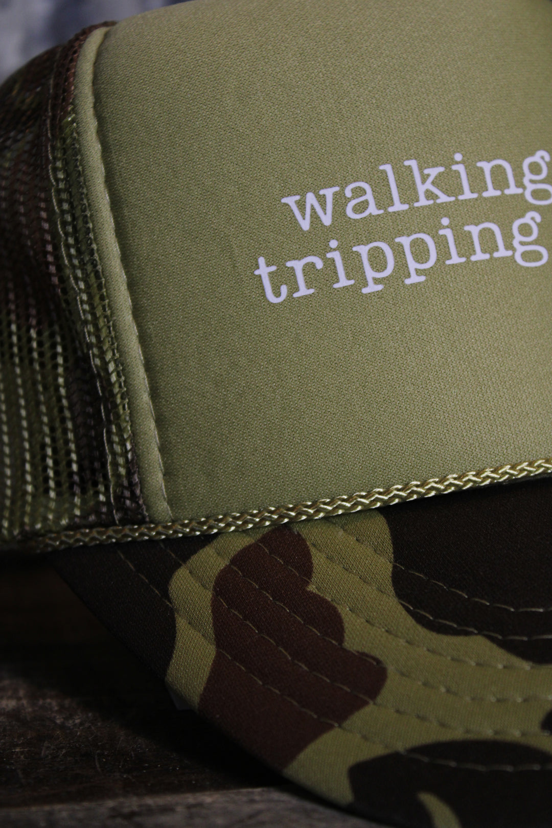 Walking By Faith Tripping Constantly Trucker Hat