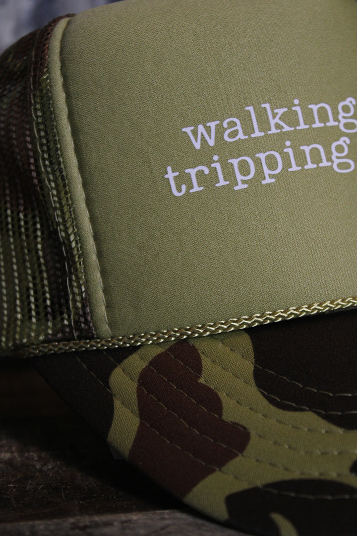 Walking By Faith Tripping Constantly Trucker Hat