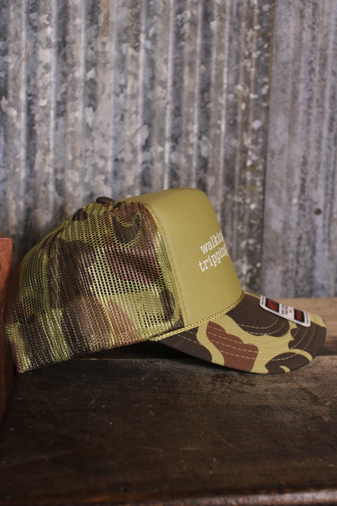 Walking By Faith Tripping Constantly Trucker Hat