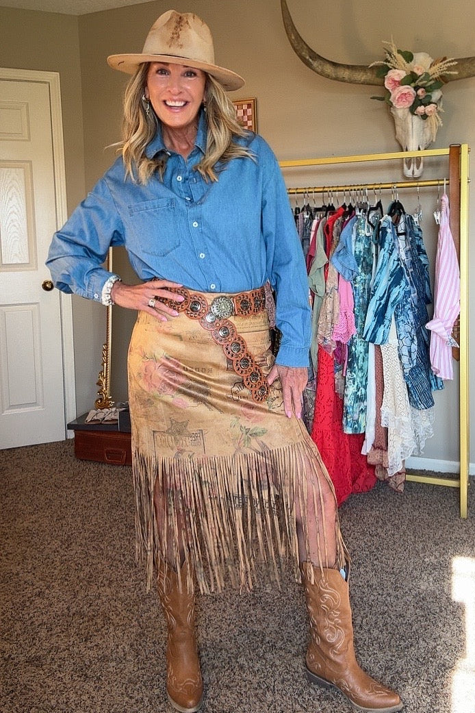 Outlaw Fringe Brown Skirt