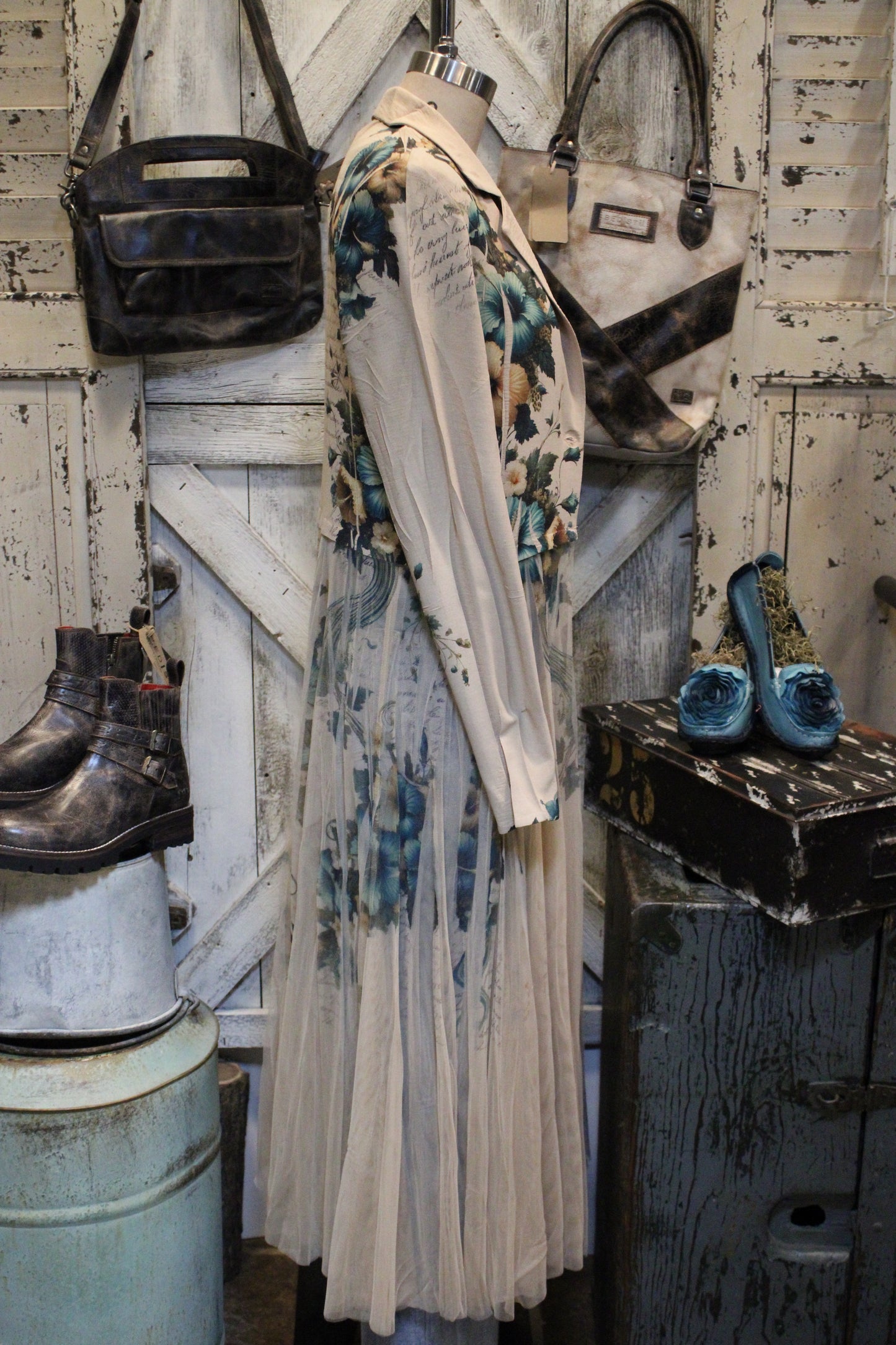 Teal Hibiscus Cardigan Blazer