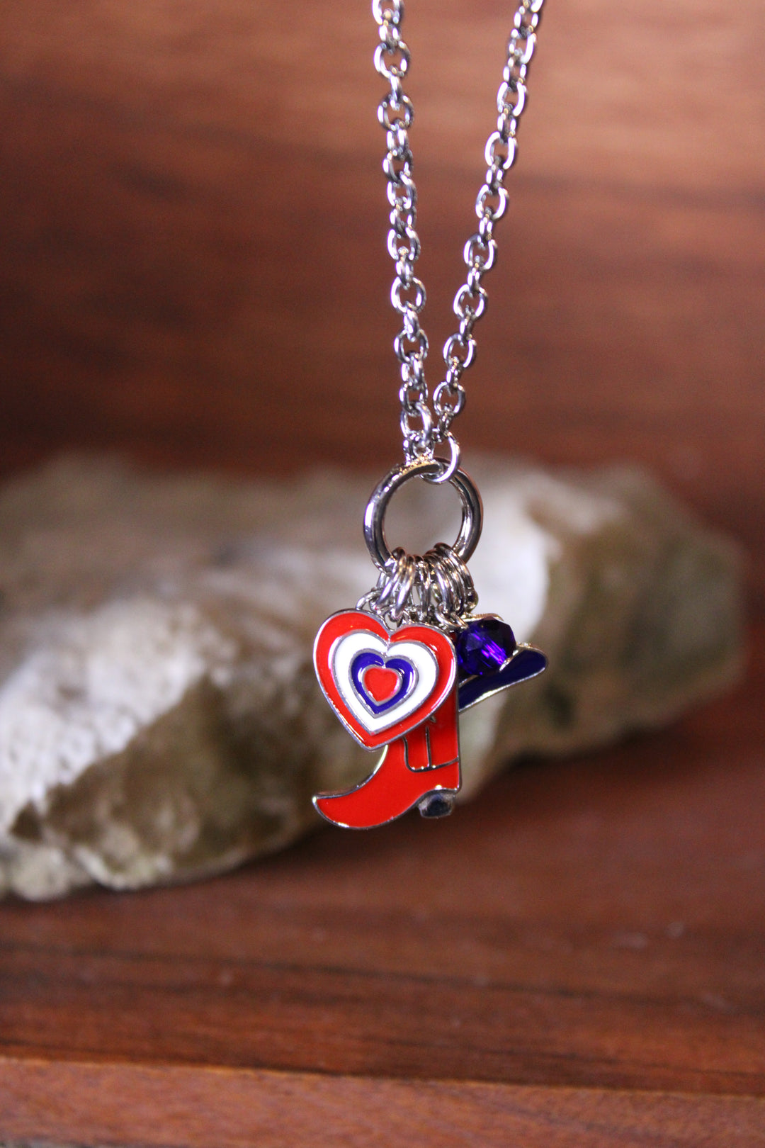 Boots, Bows, And Liberty Silver Necklace