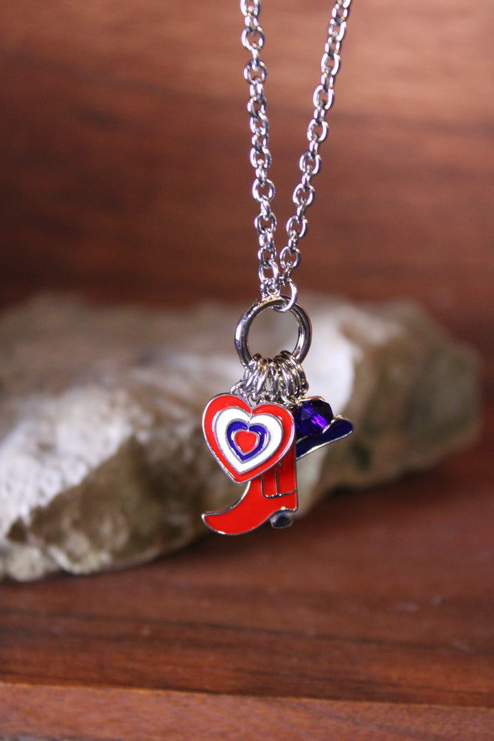 Boots, Bows, And Liberty Silver Necklace