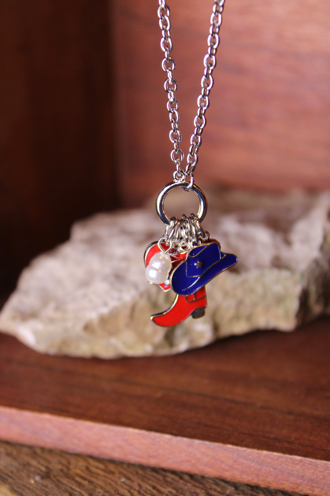 Boots, Bows, And Liberty Silver Necklace