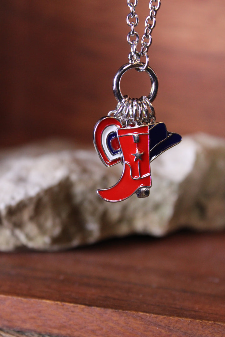 Boots, Bows, And Liberty Silver Necklace