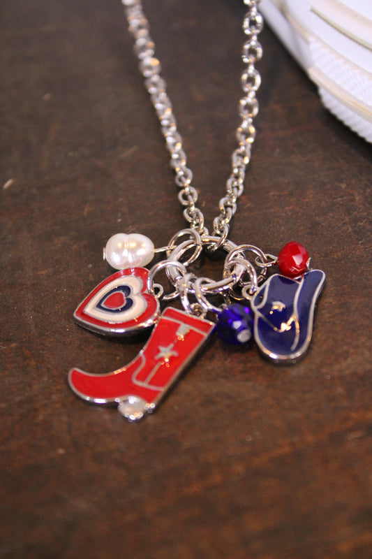 Boots, Bows, And Liberty Silver Necklace