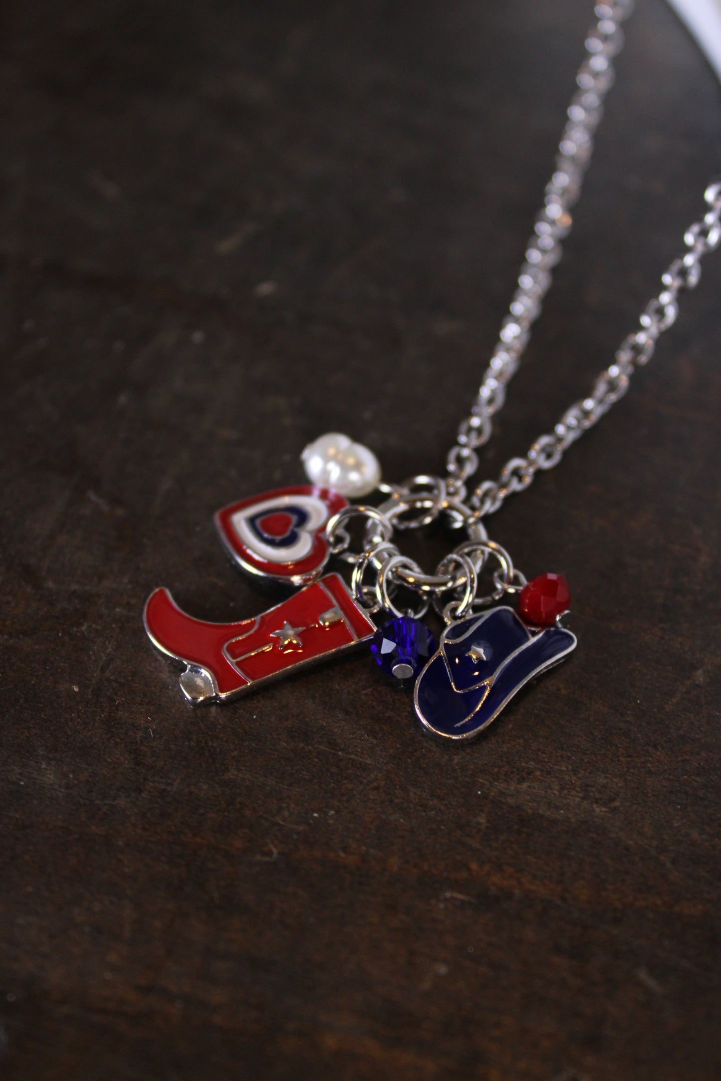 Boots, Bows, And Liberty Silver Necklace
