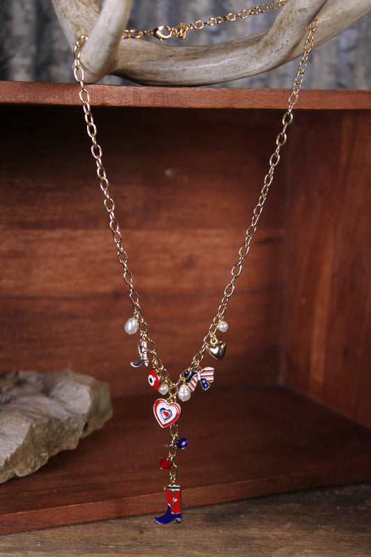 Boots, Bows, And Liberty Necklace