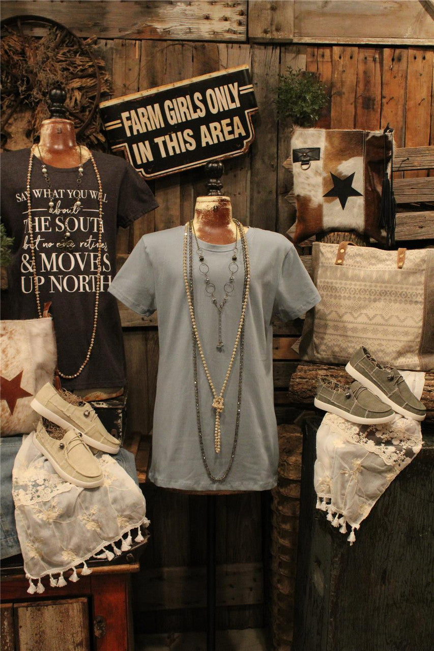 Women's Dusty Blue Basic Tee, Women's Dusty Blue Layering Tee