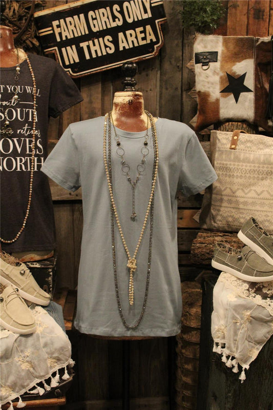 Women's Dusty Blue Basic Tee, Women's Dusty Blue Layering Tee