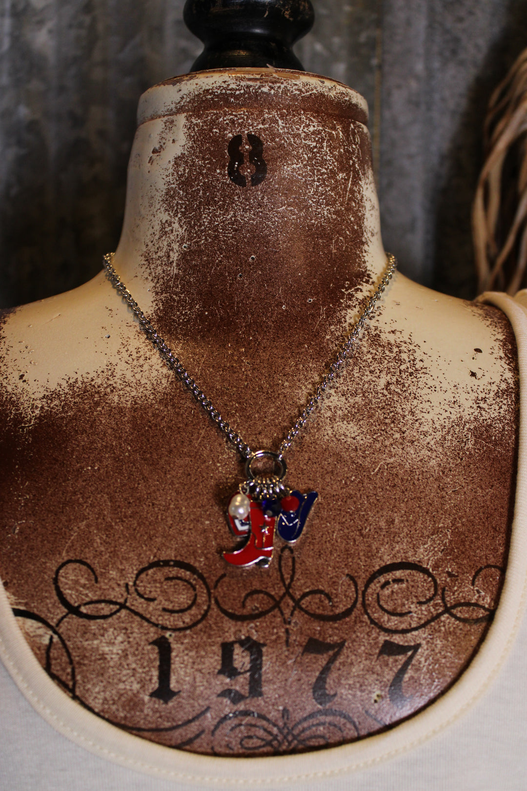 Boots, Bows, And Liberty Silver Necklace