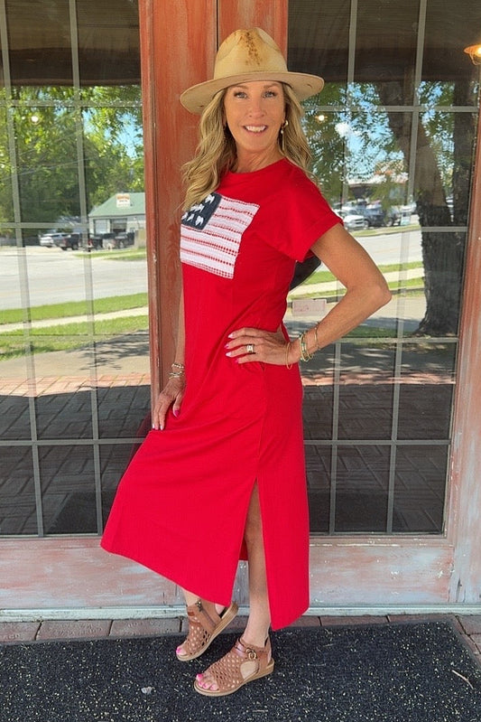 FGO Little Miss Liberty Applique Maxi Dress