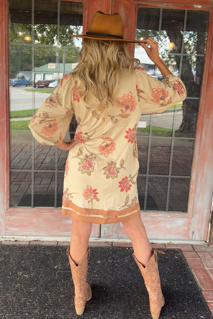 Rustic Blossom Suede Dress