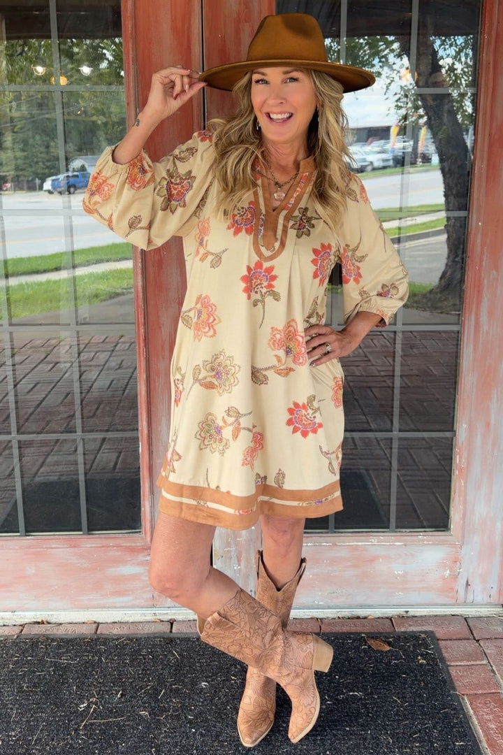 Rustic Blossom Suede Dress