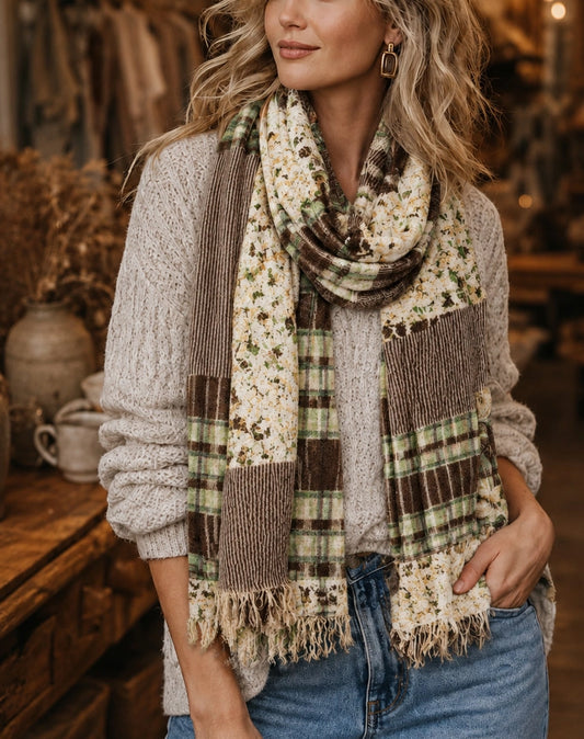Cabin Comfort Cashmere & Wool Brown Scarf