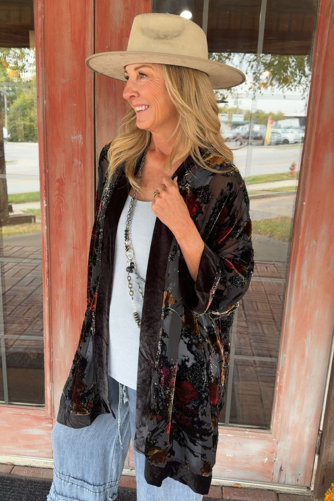 Midnight Floral Duster