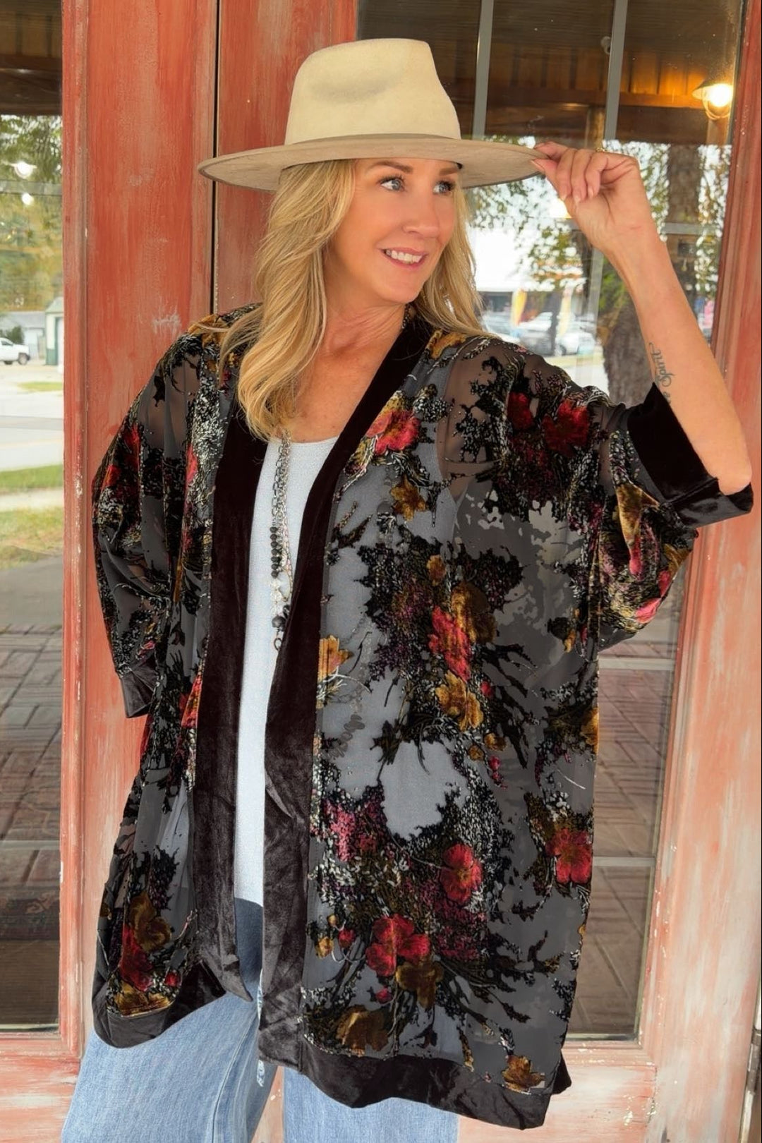 Midnight Floral Duster