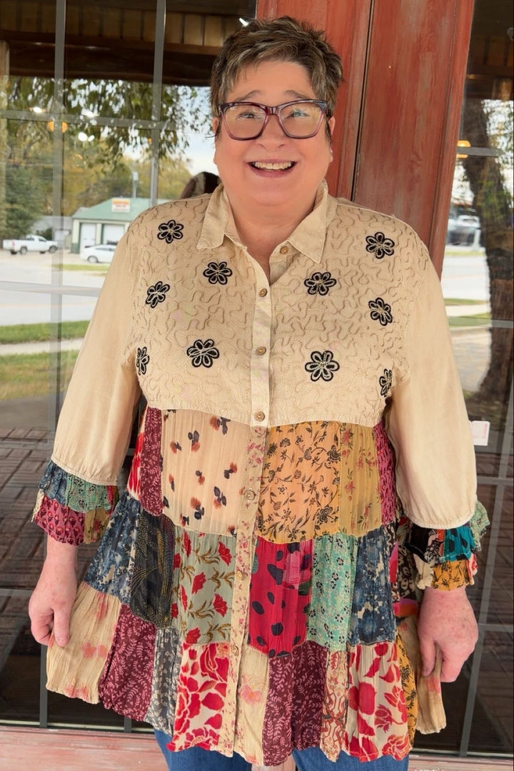 Rainbow Roots Latte Blouse