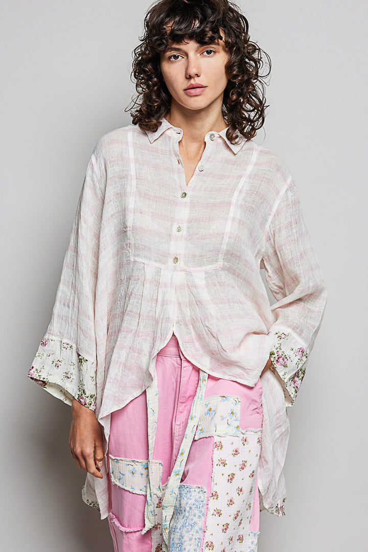 Blushing Blossom Linen Blouse