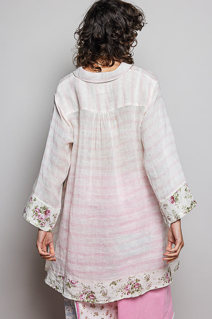 Blushing Blossom Linen Blouse