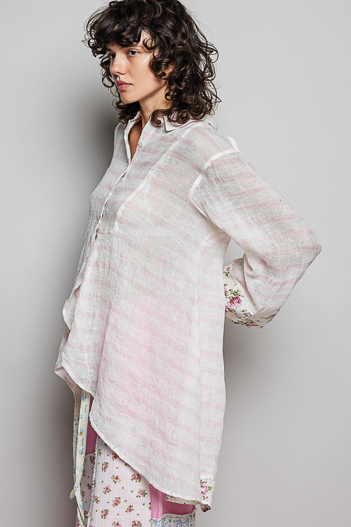 Blushing Blossom Linen Blouse