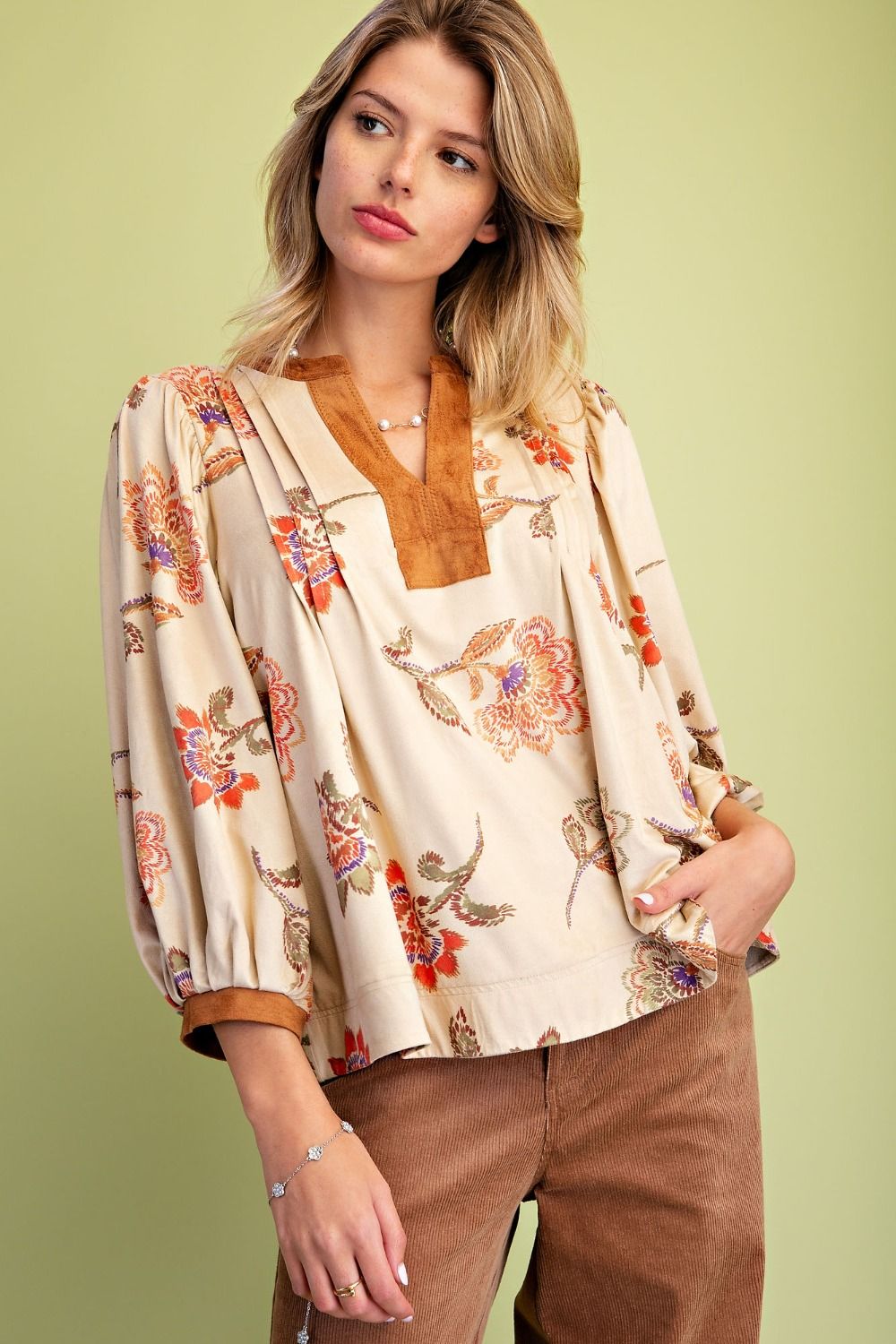 Rustic Blossom Suede Blouse