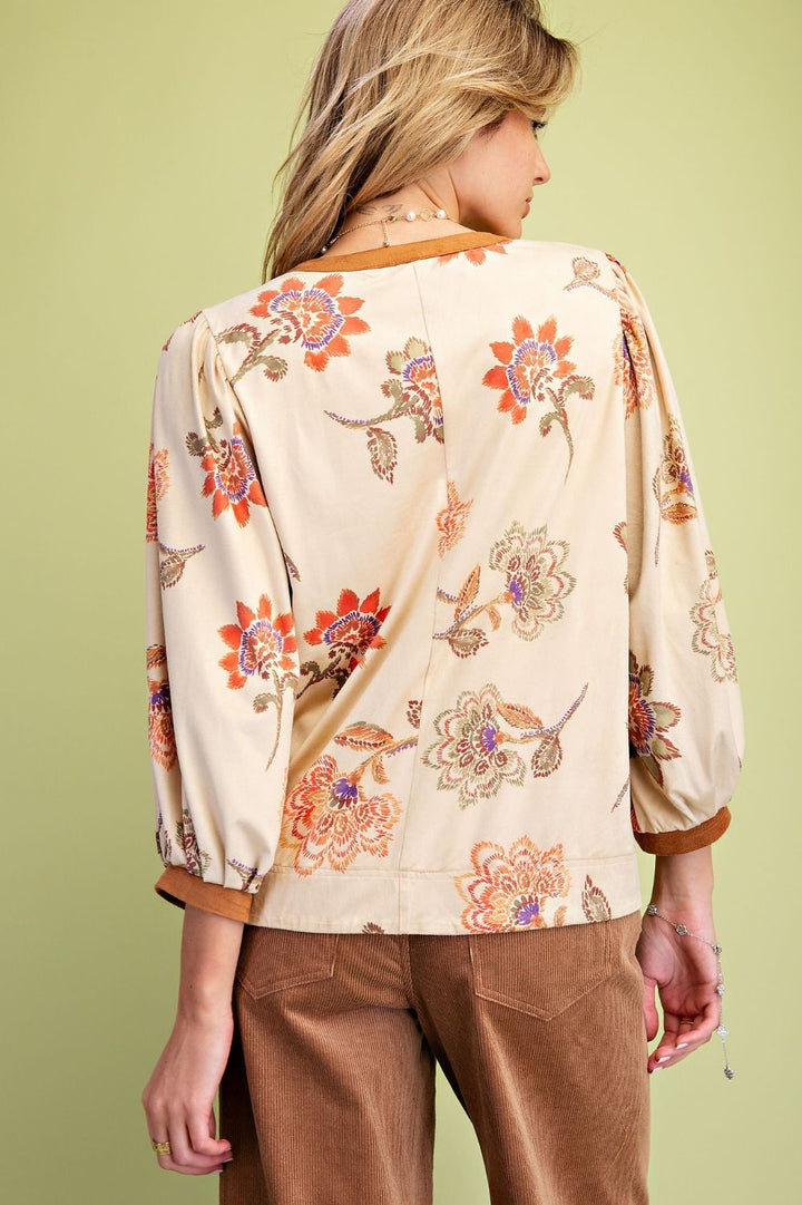 Rustic Blossom Suede Blouse