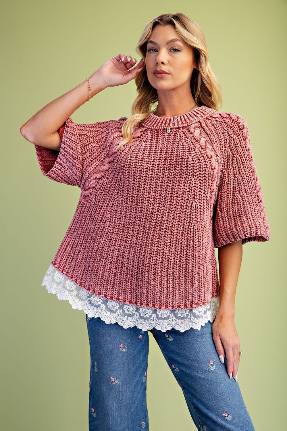 Vintage Blush Lace Sweater