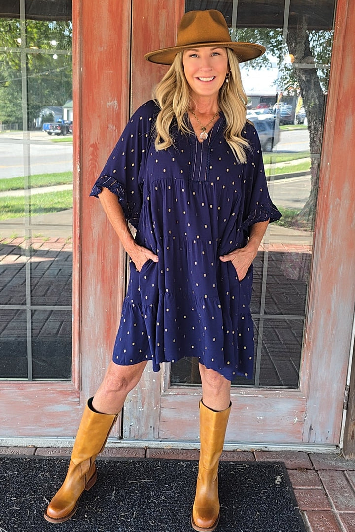 Gilded Indigo Dress
