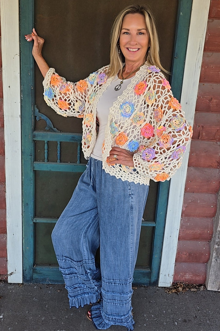 Pastel Petal Crochet Cardigan