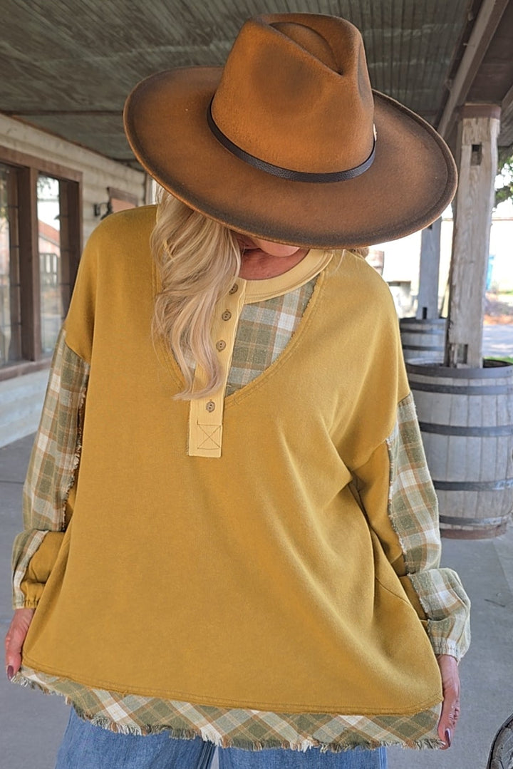 Martini Olive &amp; Plaid Top