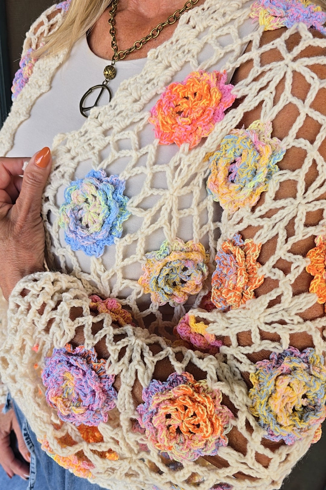 Pastel Petal Crochet Cardigan