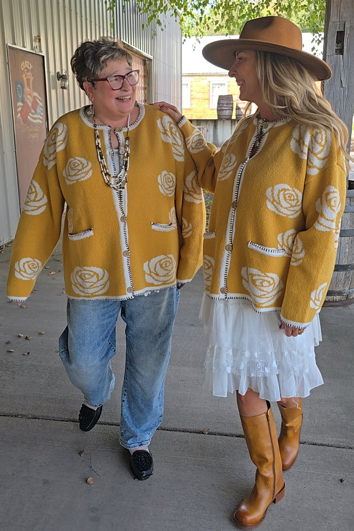 Golden Meadow Rose Cardigan