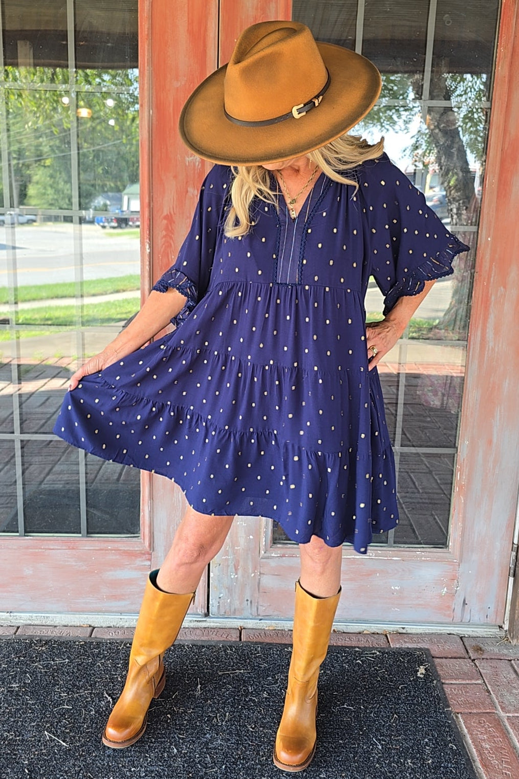 Gilded Indigo Dress