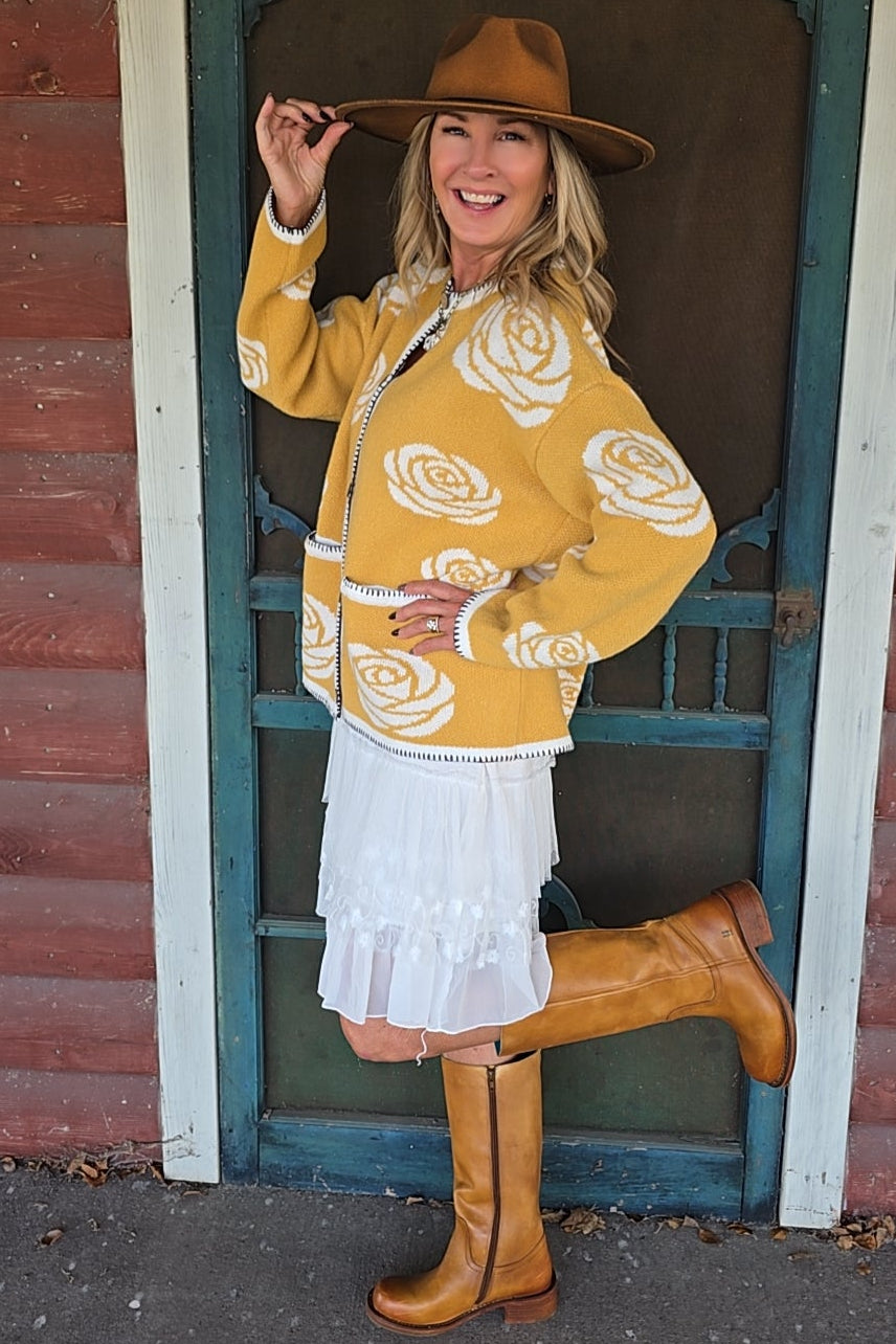 Golden Meadow Rose Cardigan