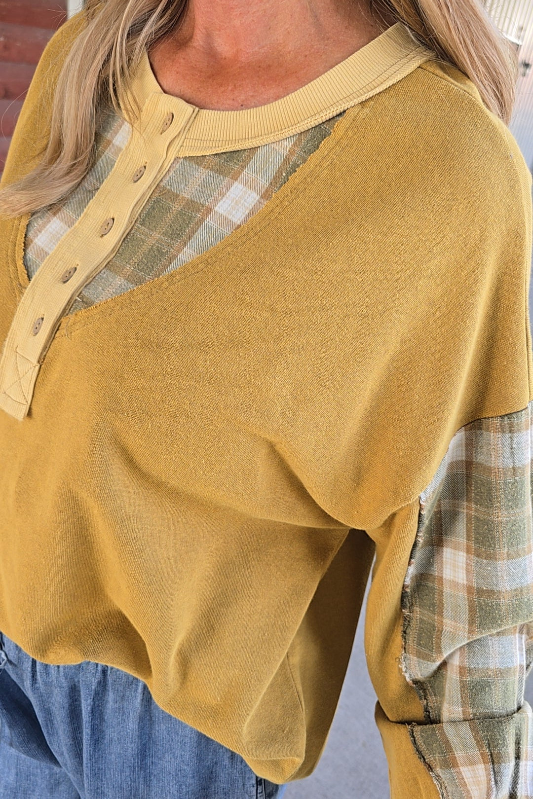 Martini Olive &amp; Plaid Top