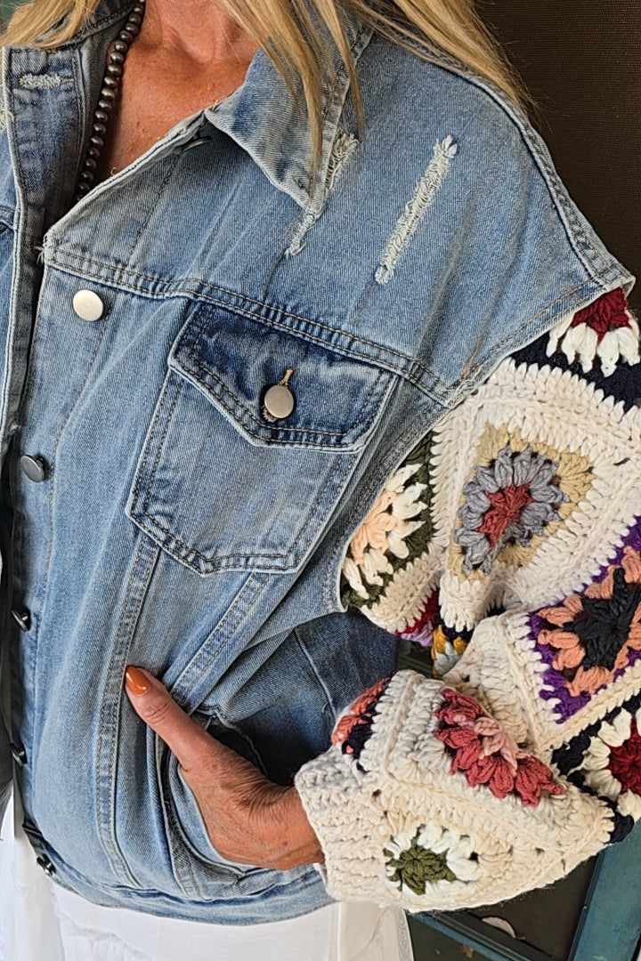 Crochet Dreamer Denim Jacket