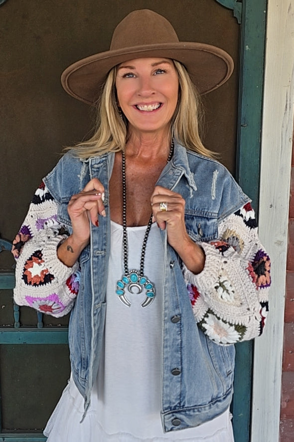 Crochet Dreamer Denim Jacket