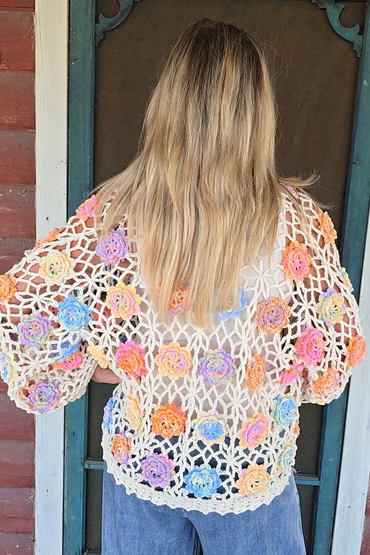 Pastel Petal Crochet Cardigan